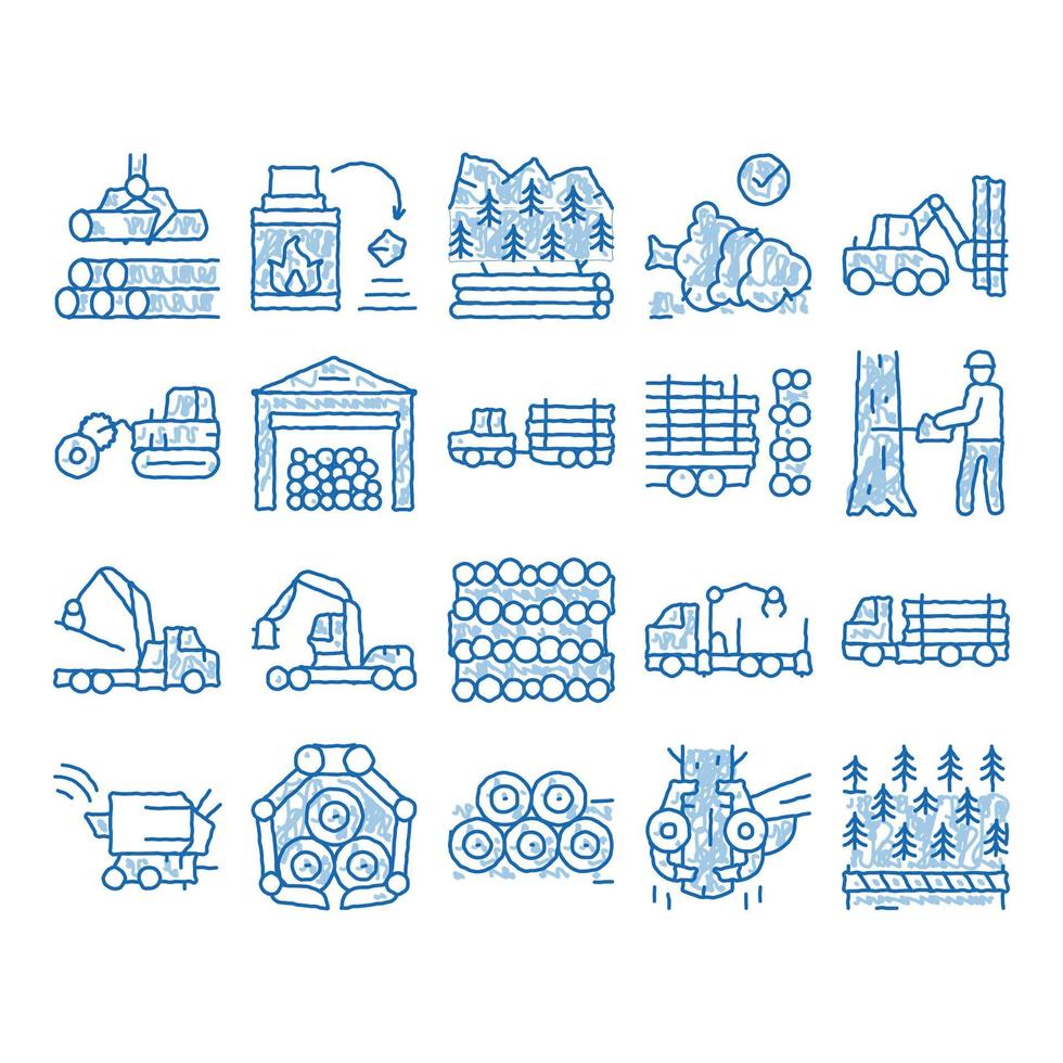 Wood Logging Industry icon hand drawn illustration vector