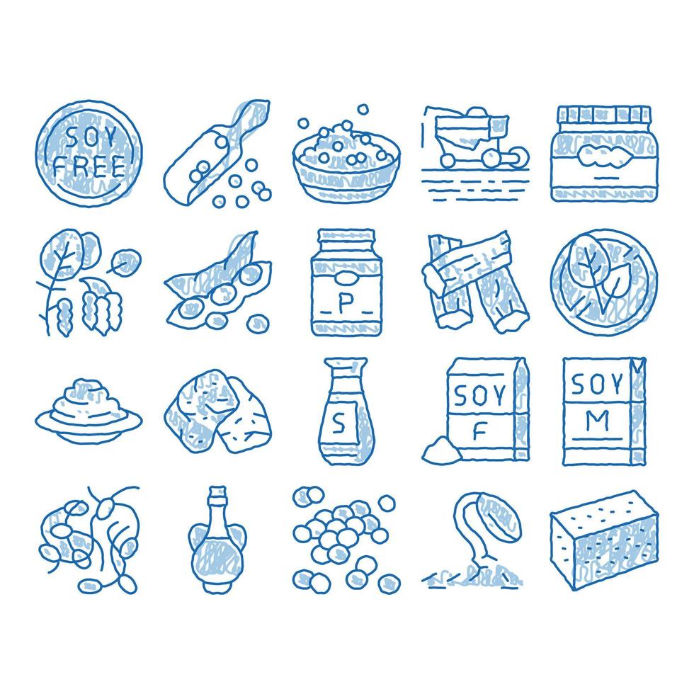 icono de producto alimenticio de soja dibujado a mano ilustración vector