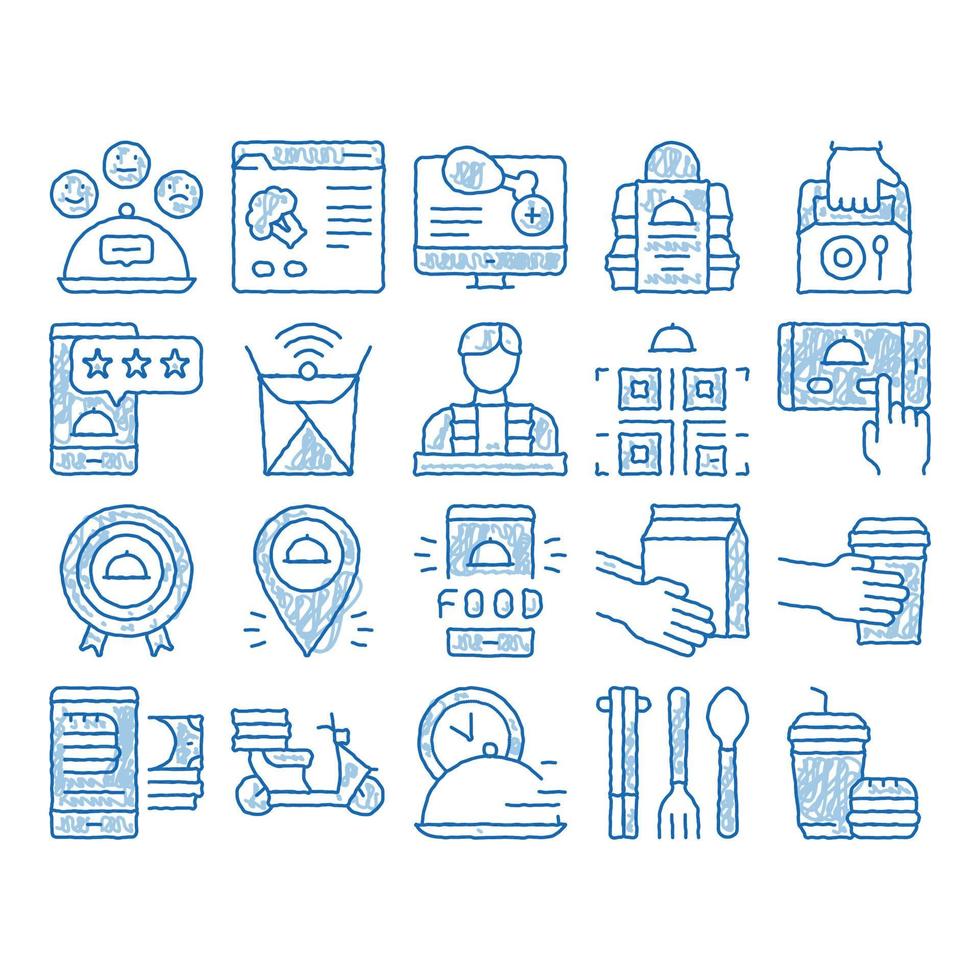 icono de servicio de entrega de alimentos dibujado a mano ilustración vector