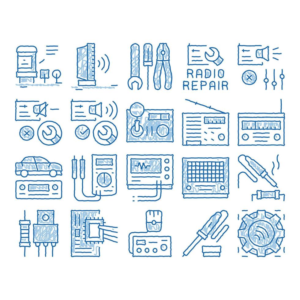 Radio Repair Service icon hand drawn illustration 19476387 Vector Art ...