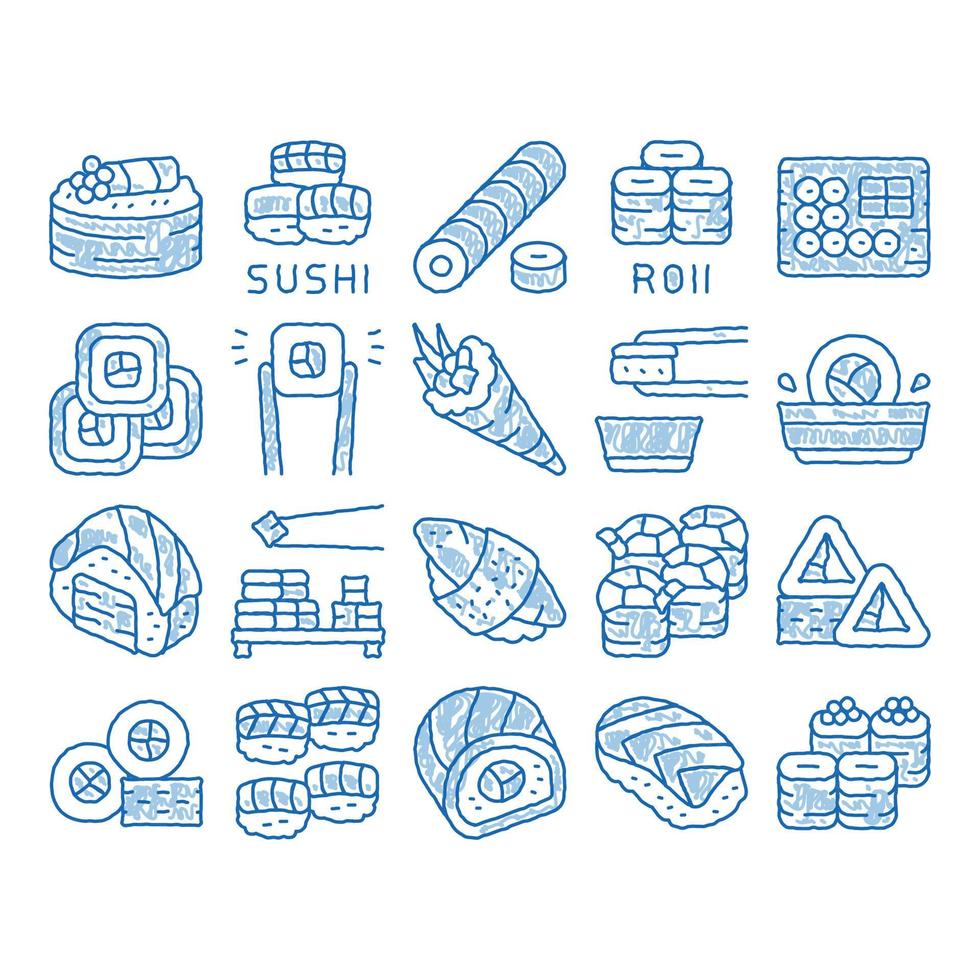 Sushi Roll Asian Dish icon hand drawn illustration vector