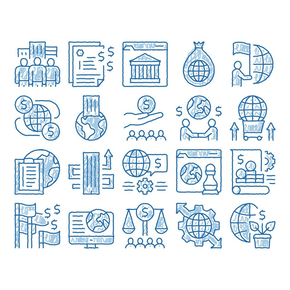 Global Business Finance Strategy icon hand drawn illustration vector