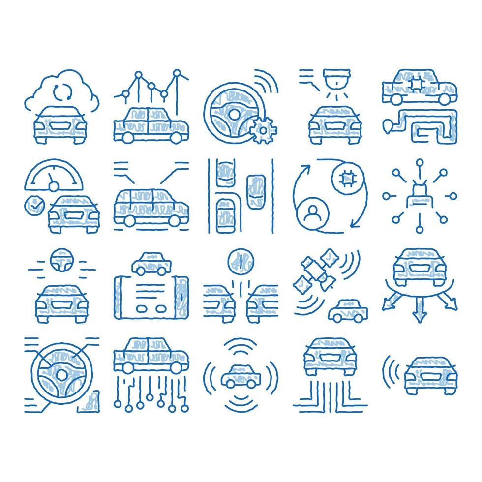 Smart Car Technology icon hand drawn illustration vector