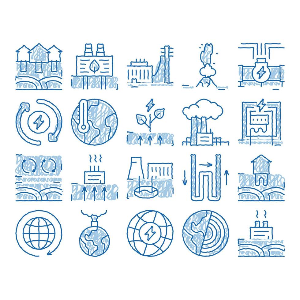 Geothermal Energy icon hand drawn illustration vector