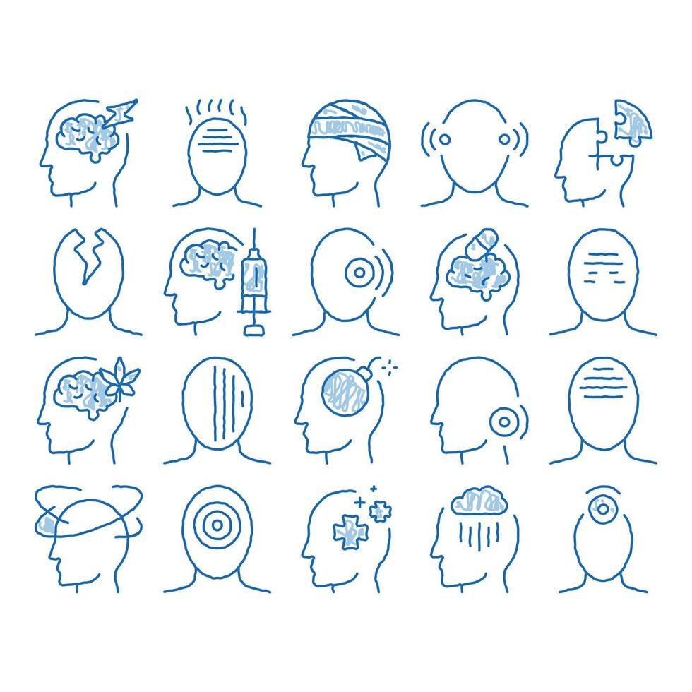 Headache icon hand drawn illustration vector