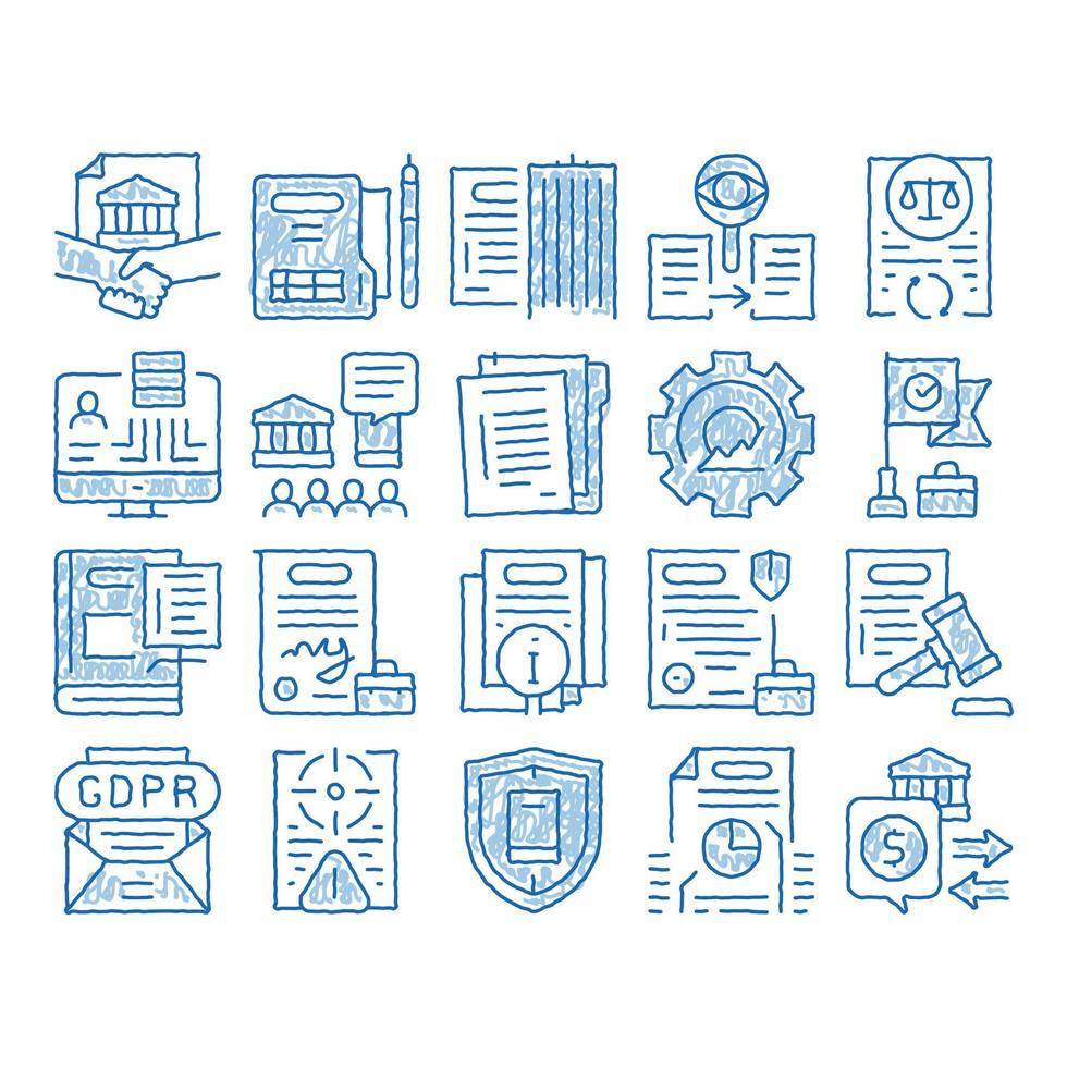 Policies Data Process icon hand drawn illustration vector