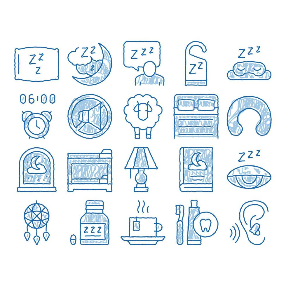 ilustración de dibujado a mano de icono de dispositivos de tiempo de dormir vector