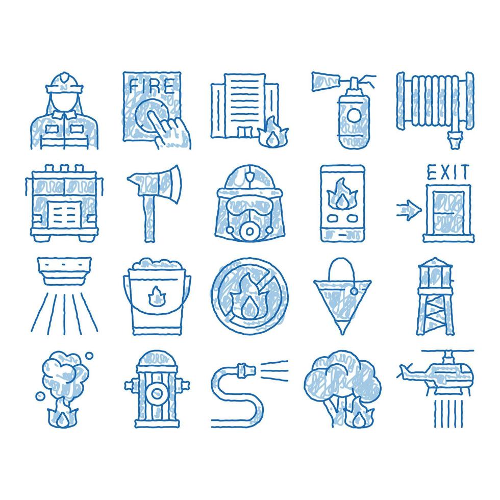 Firefighter Equipment icon hand drawn illustration vector