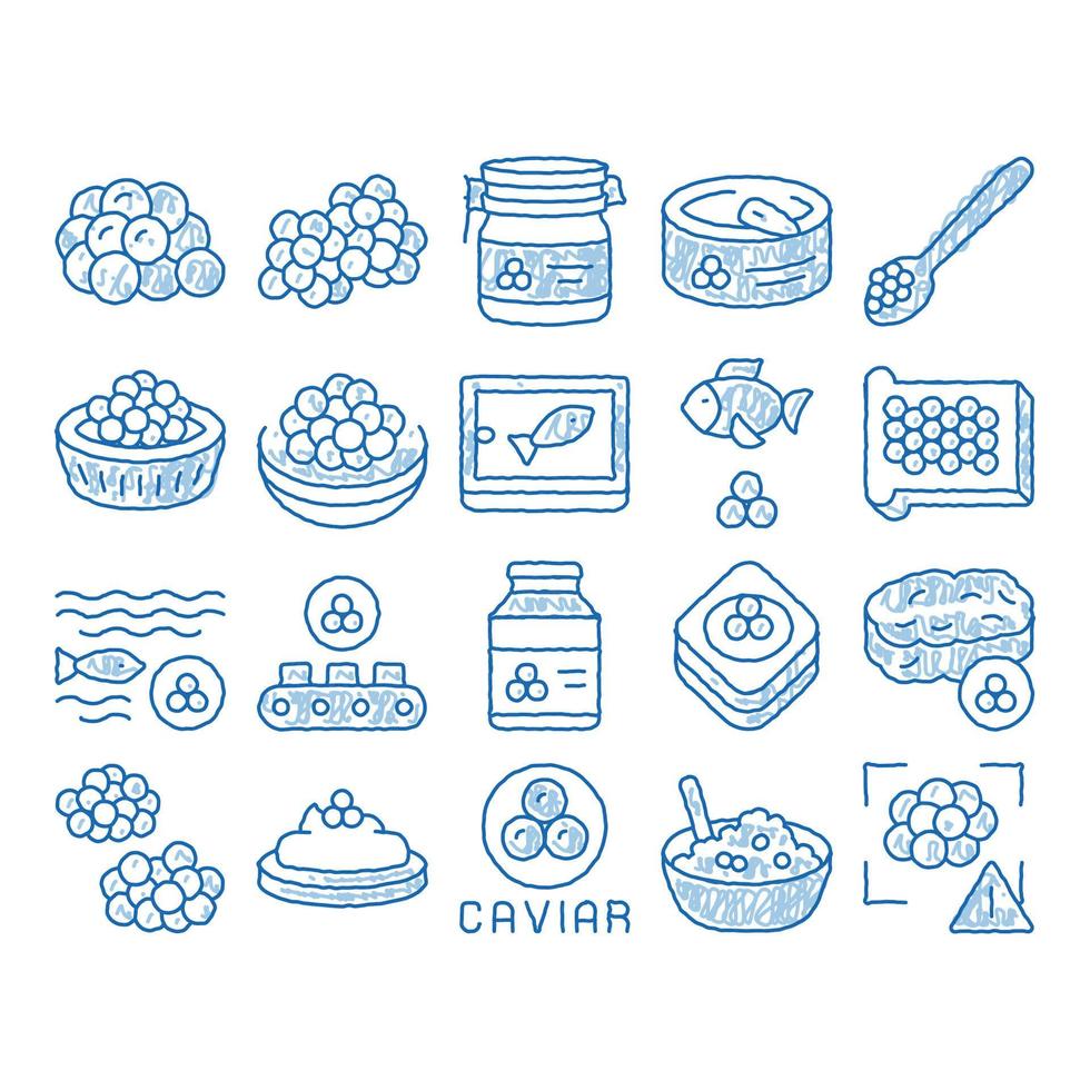 caviar mariscos producto icono dibujado a mano ilustración vector