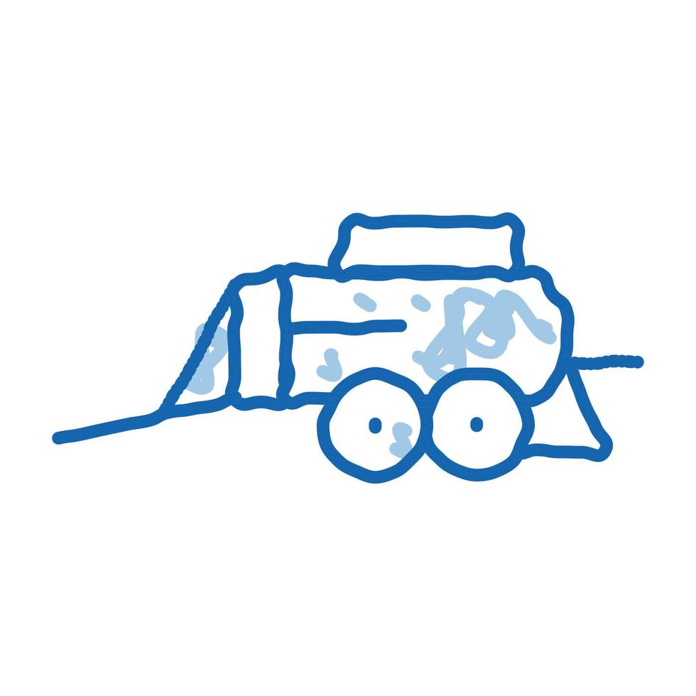 Hay Pressing Trailer Vehicle doodle icon hand drawn illustration vector