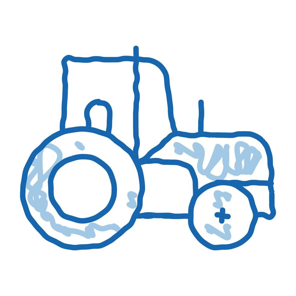 Farmland Tractor Vehicle doodle icon hand drawn illustration vector