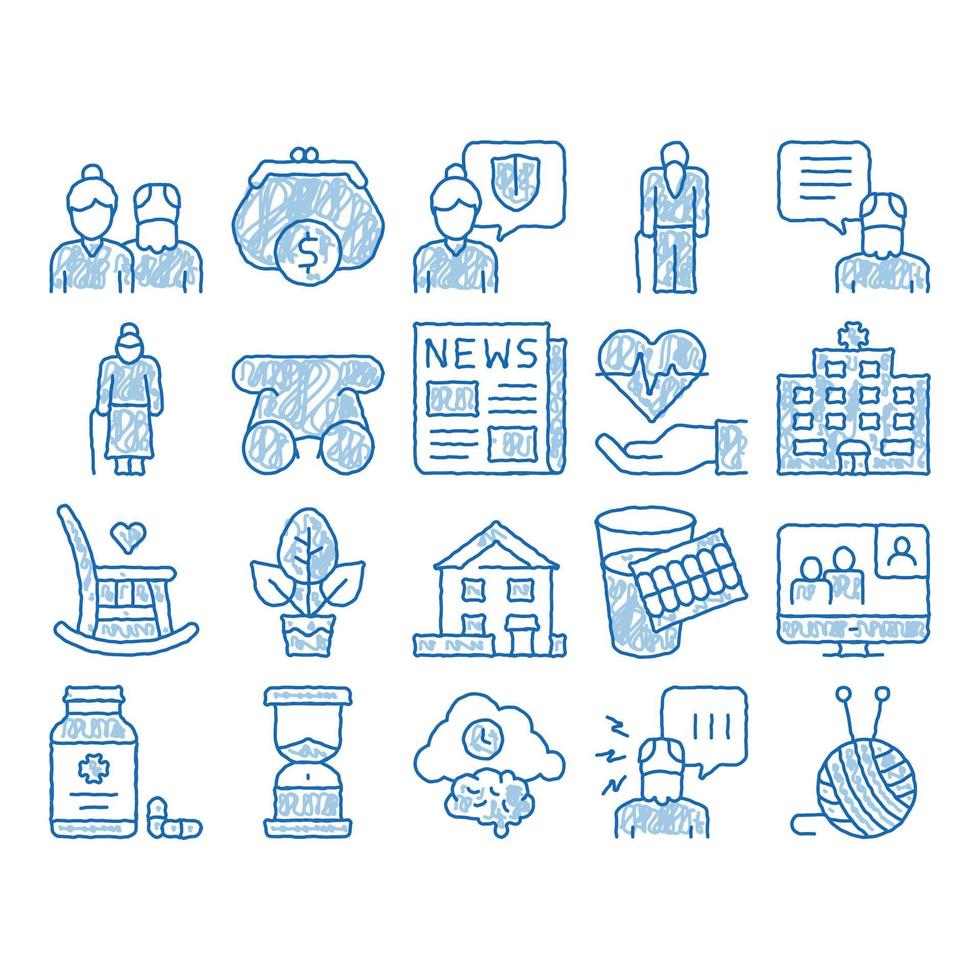 Elder People Pensioner icon hand drawn illustration vector