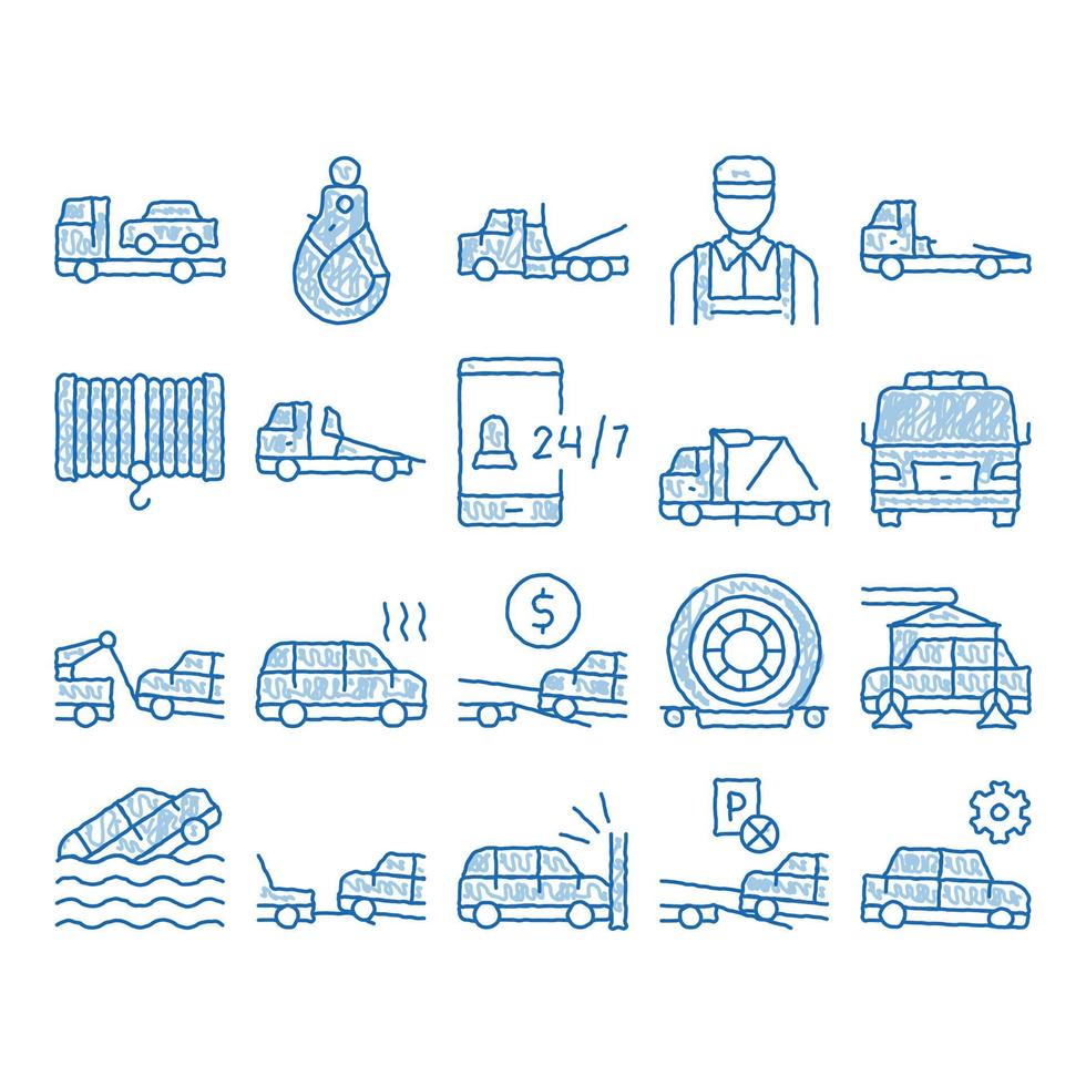 Tow Truck Transport icon hand drawn illustration vector