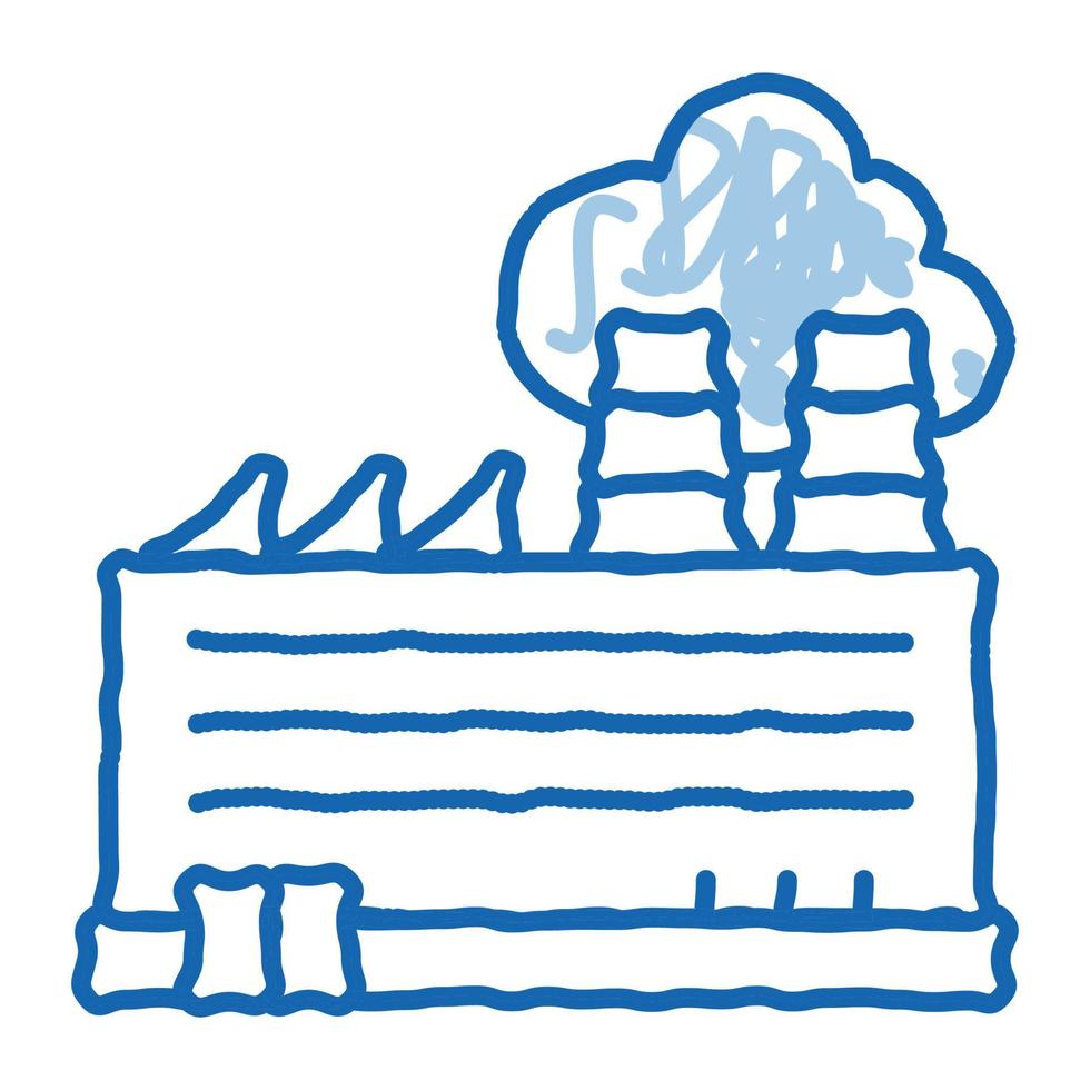 ilustración de dibujado a mano de icono de doodle de edificio de planta industrial vector