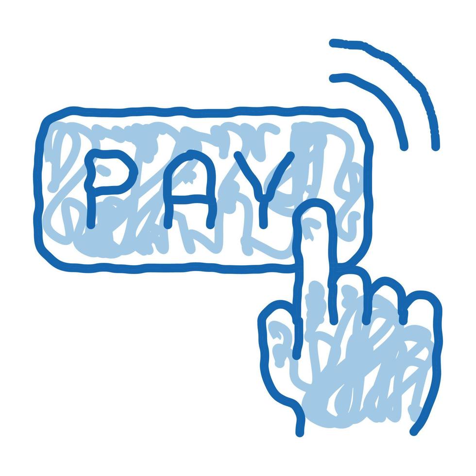 icono de doodle de pago táctil con un clic ilustración dibujada a mano vector
