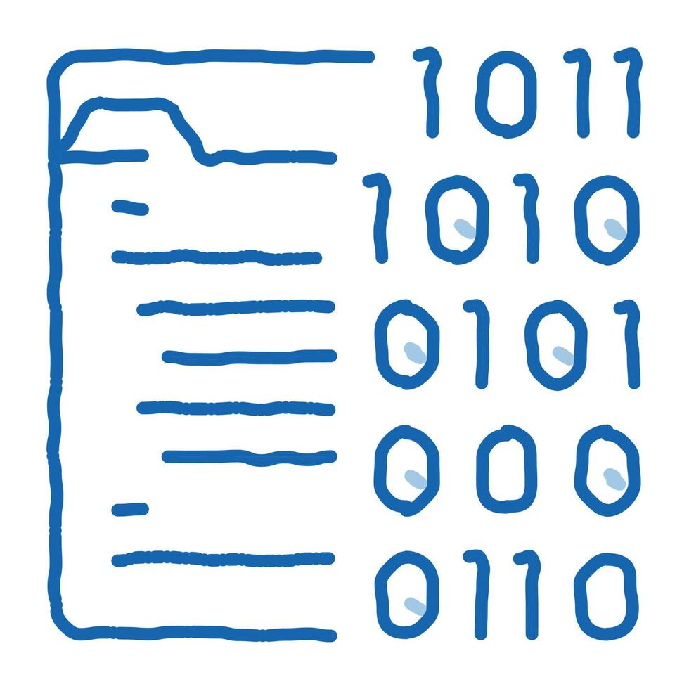 Binary File Coding System doodle icon hand drawn illustration vector