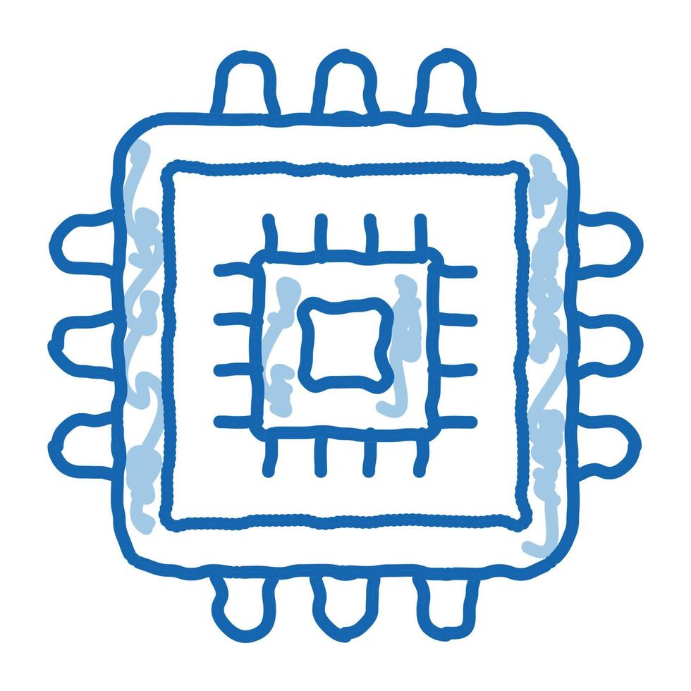 Computer Element Processor doodle icon hand drawn illustration vector