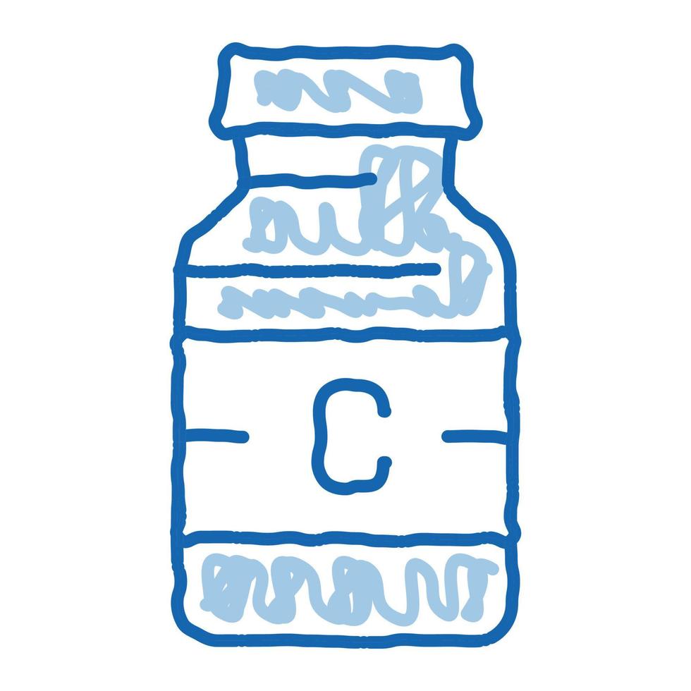 botella vitamina nutrición doodle icono dibujado a mano ilustración vector