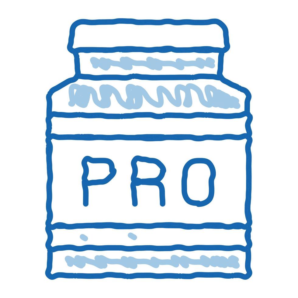 botella pro deporte nutrición doodle icono dibujado a mano ilustración vector
