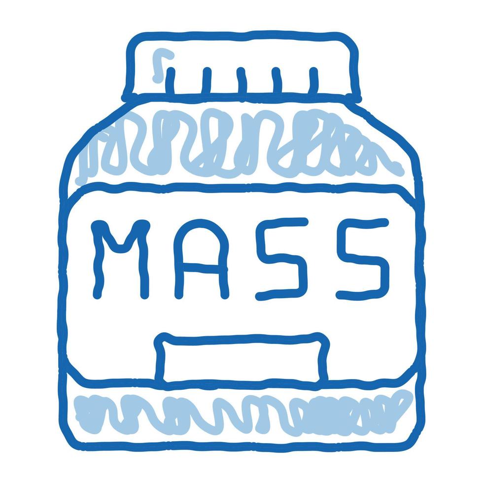 botella de masa deporte nutrición doodle icono dibujado a mano ilustración vector