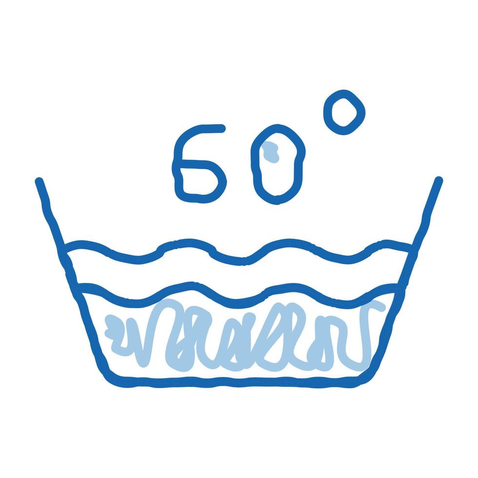 Laundry Sixty Degrees Celsius doodle icon hand drawn illustration vector