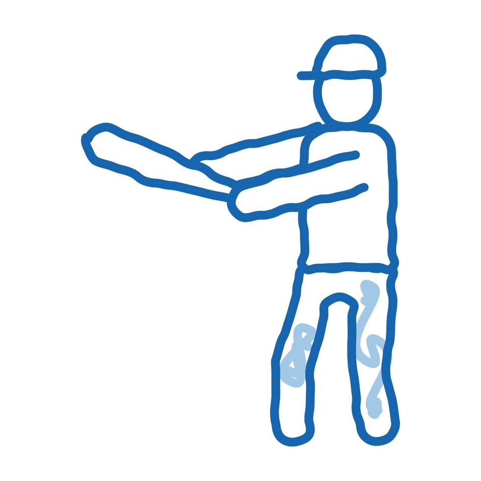 jugador de béisbol doodle icono dibujado a mano ilustración vector