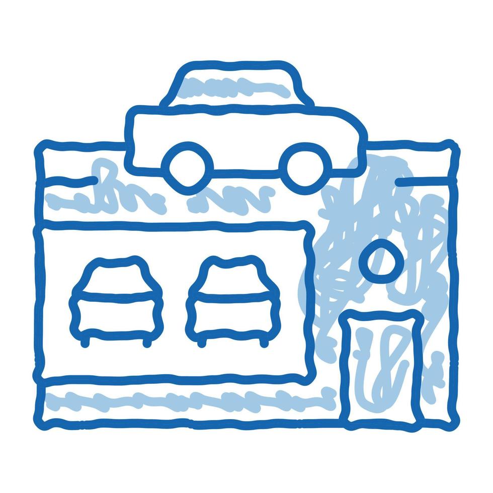 concesionario de automóviles tienda doodle icono dibujado a mano ilustración vector