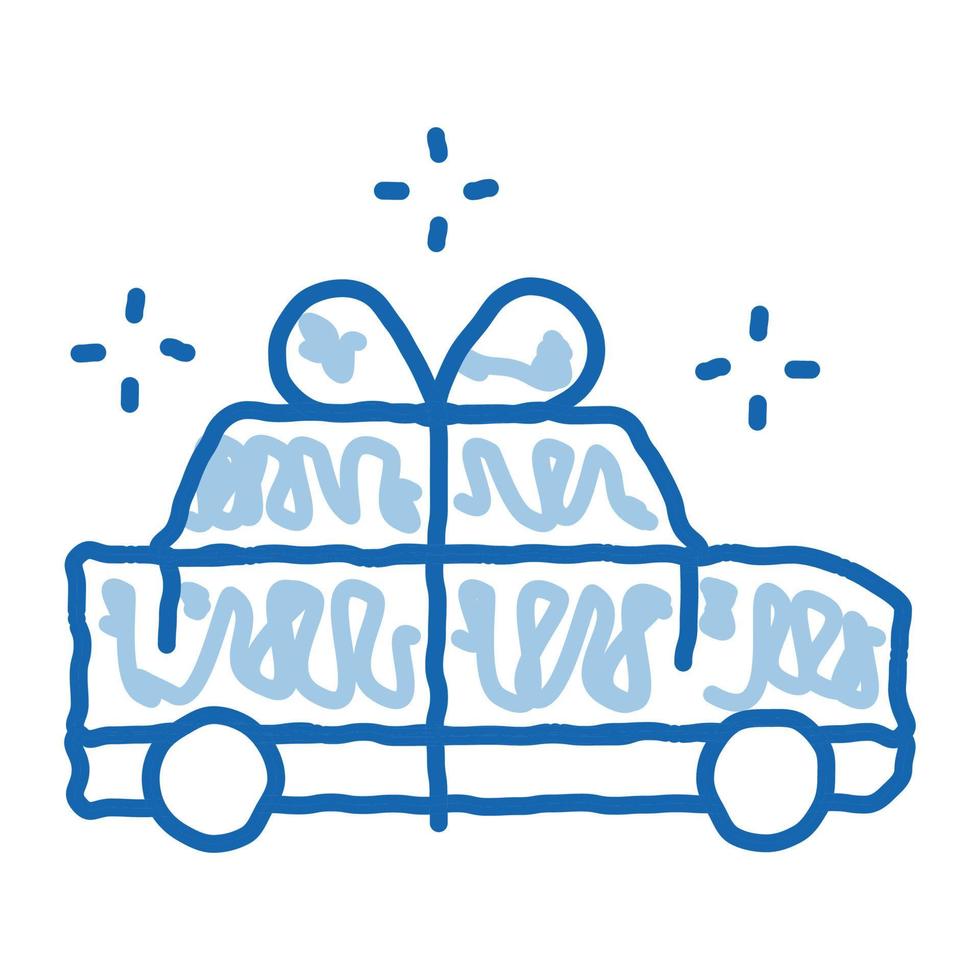 coche presente regalo doodle icono dibujado a mano ilustración vector