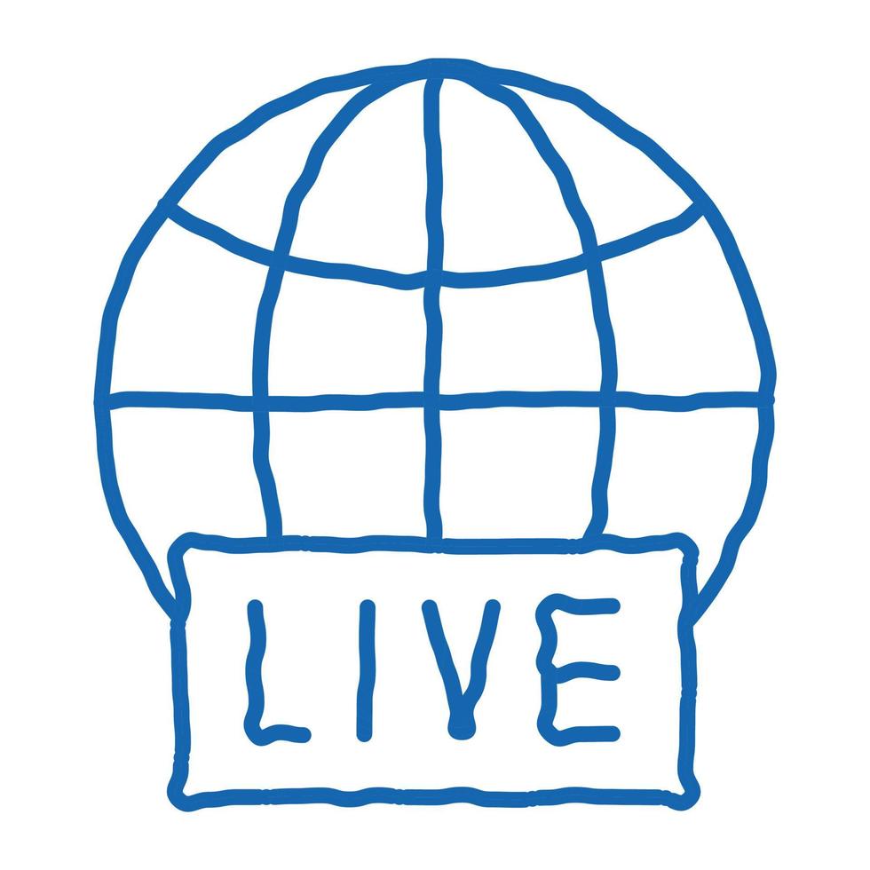 Globe Live News doodle icon hand drawn illustration vector