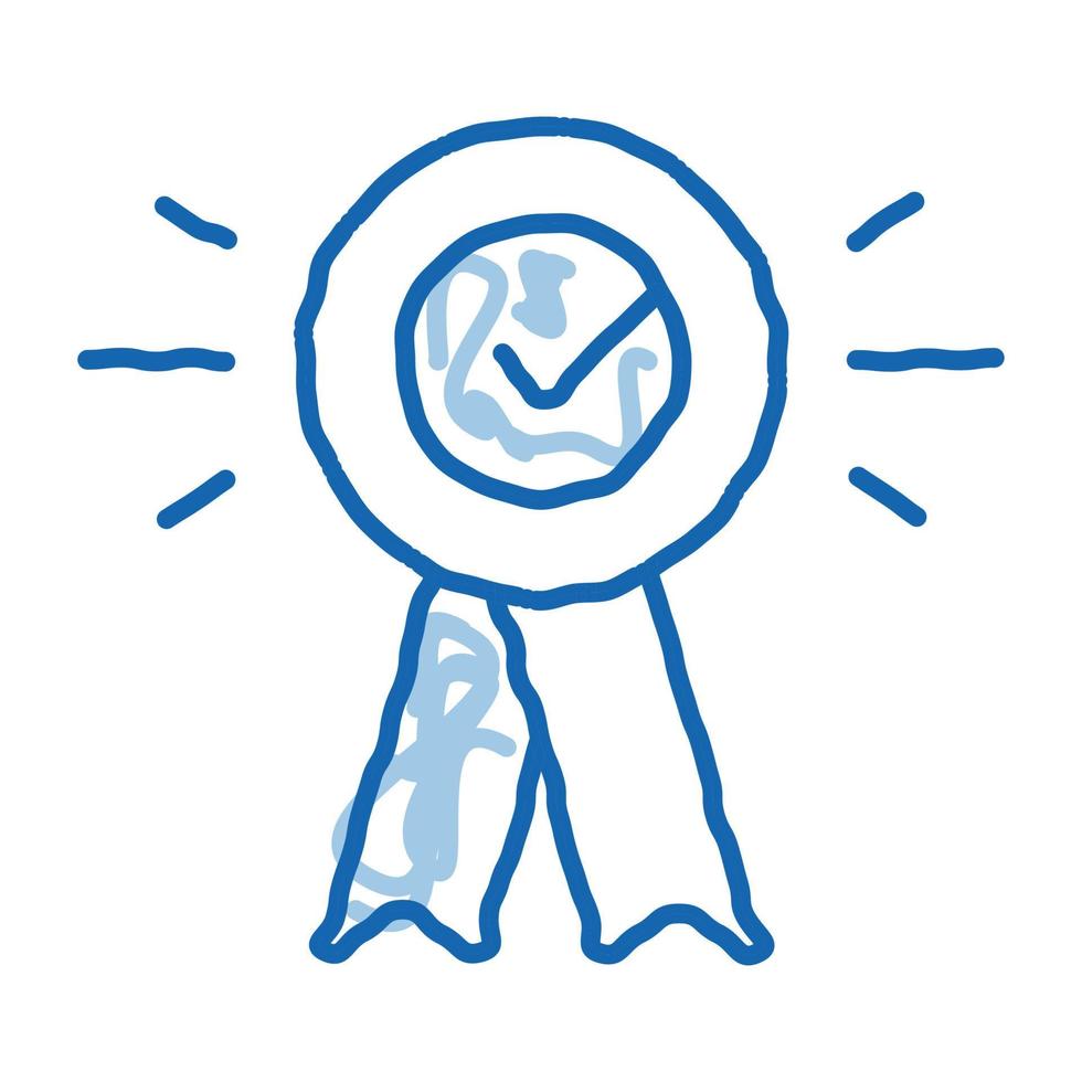 Award Medal Check doodle icon hand drawn illustration vector