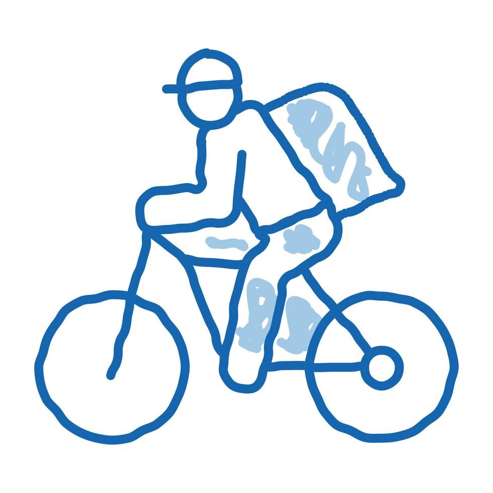 Courier Delivery by Bicycle doodle icon hand drawn illustration vector