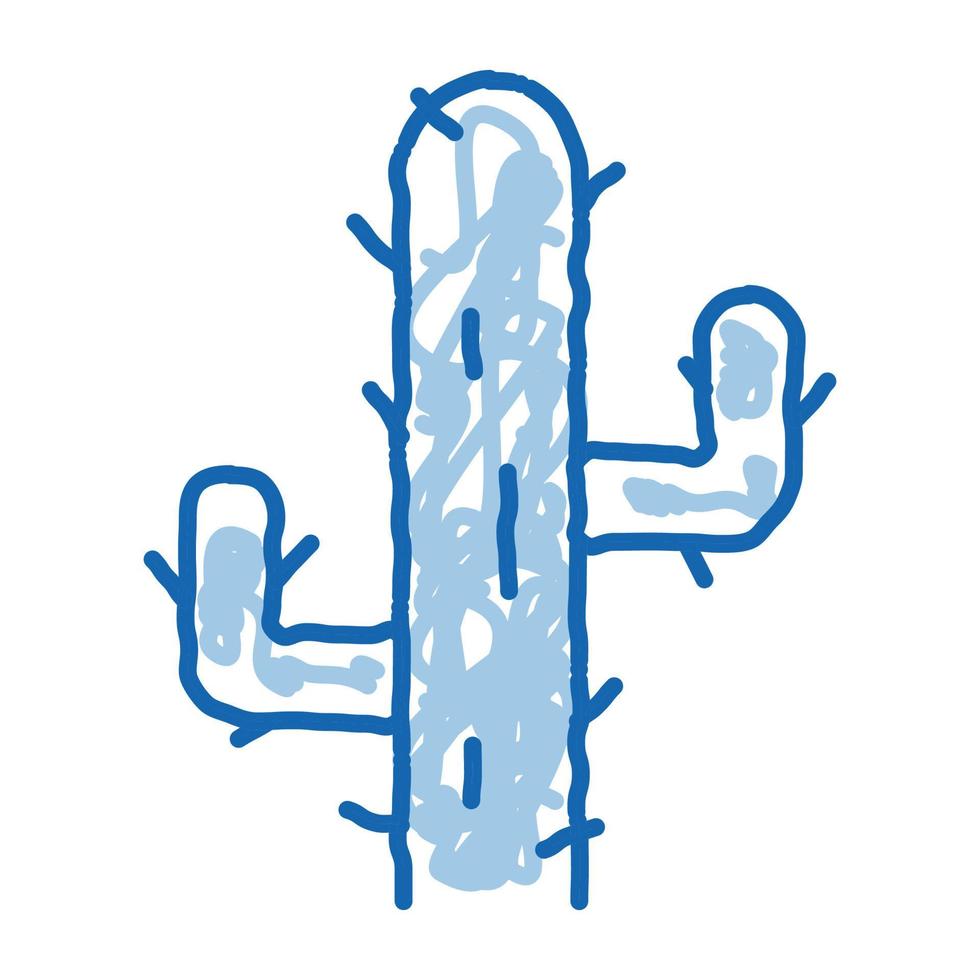 Cactus doodle icon hand drawn illustration vector