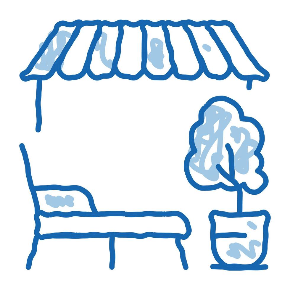 Terrace on the Street doodle icon hand drawn illustration vector