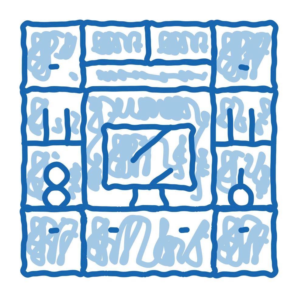 Workplace with Computer doodle icon hand drawn illustration vector