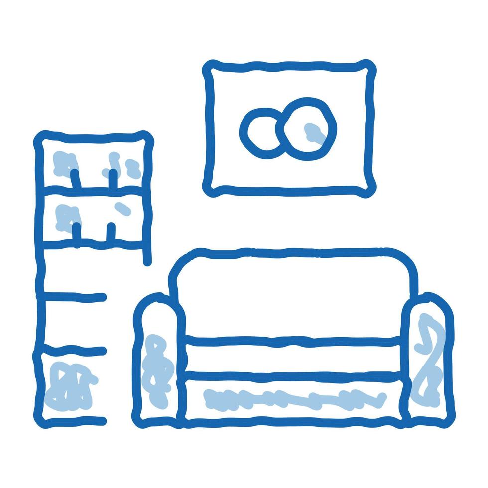 Living Room with Picture doodle icon hand drawn illustration vector