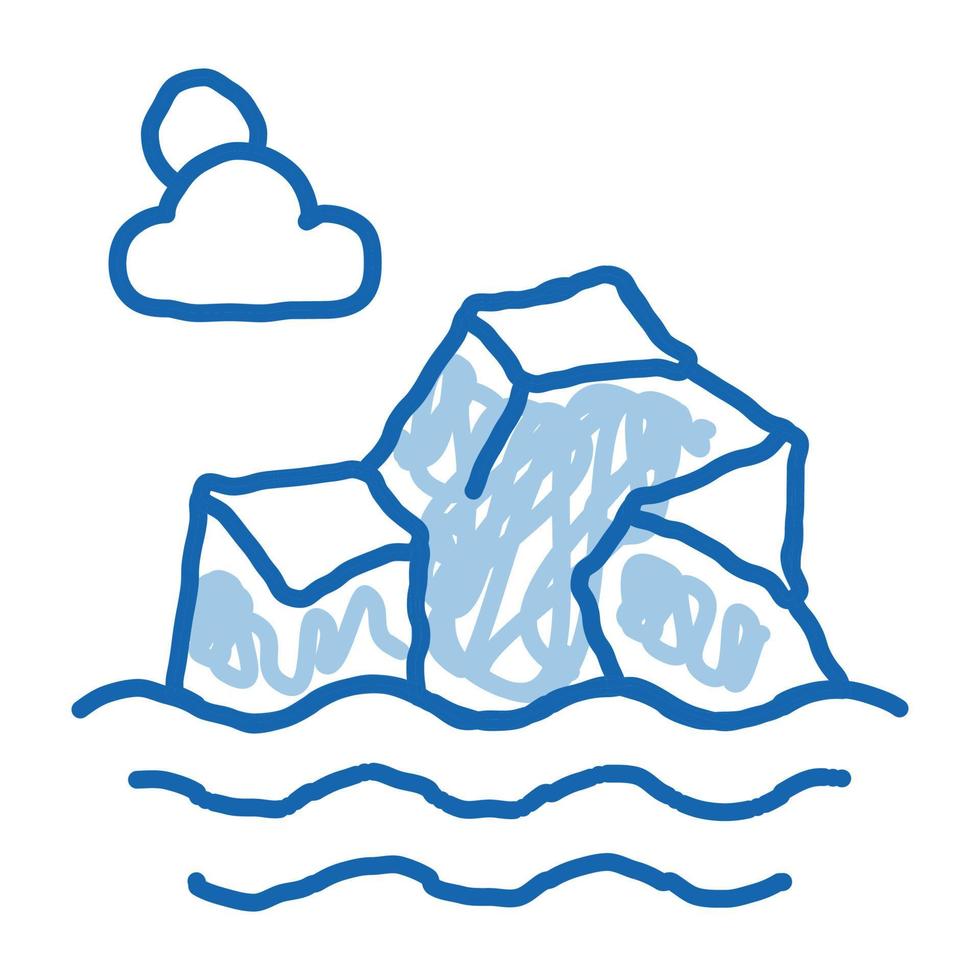 Iceberg in Sea doodle icon hand drawn illustration vector