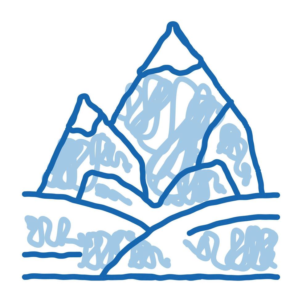 montañas con nieve doodle icono dibujado a mano ilustración vector