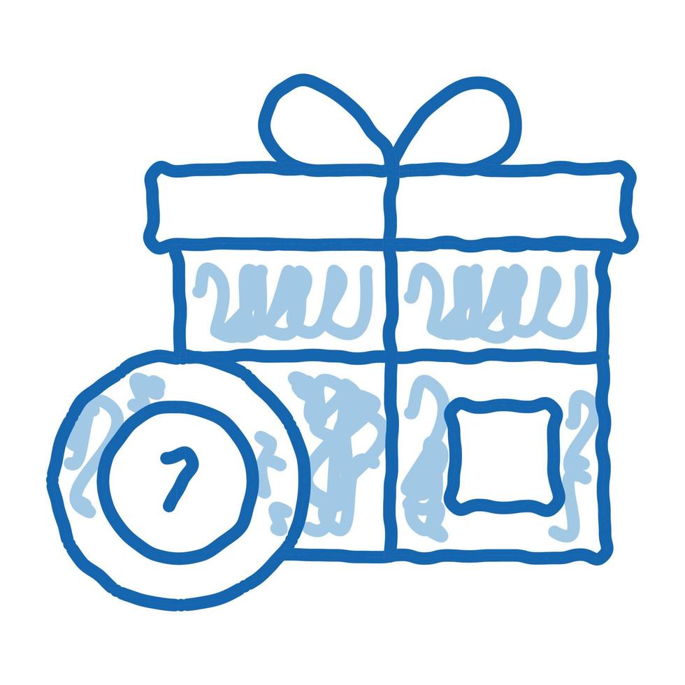 caja de regalo con chips doodle icono dibujado a mano ilustración vector