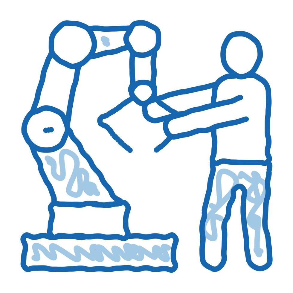 Man And Robot Arm doodle icon hand drawn illustration vector