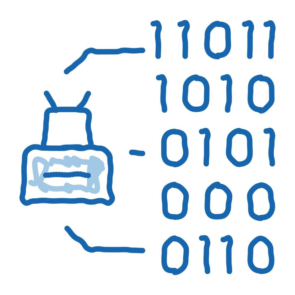 Binary Code doodle icon hand drawn illustration vector