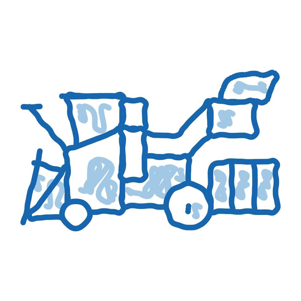 cosechadora máquina doodle icono dibujado a mano ilustración vector