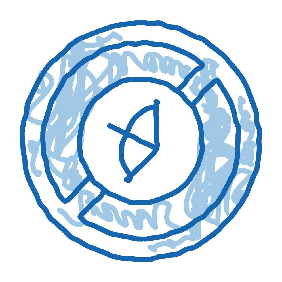arco con flecha tachado doodle icono dibujado a mano ilustración vector