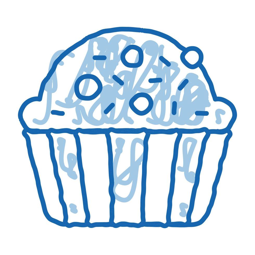 muffin deliciosa comida horneada doodle icono dibujado a mano ilustración vector