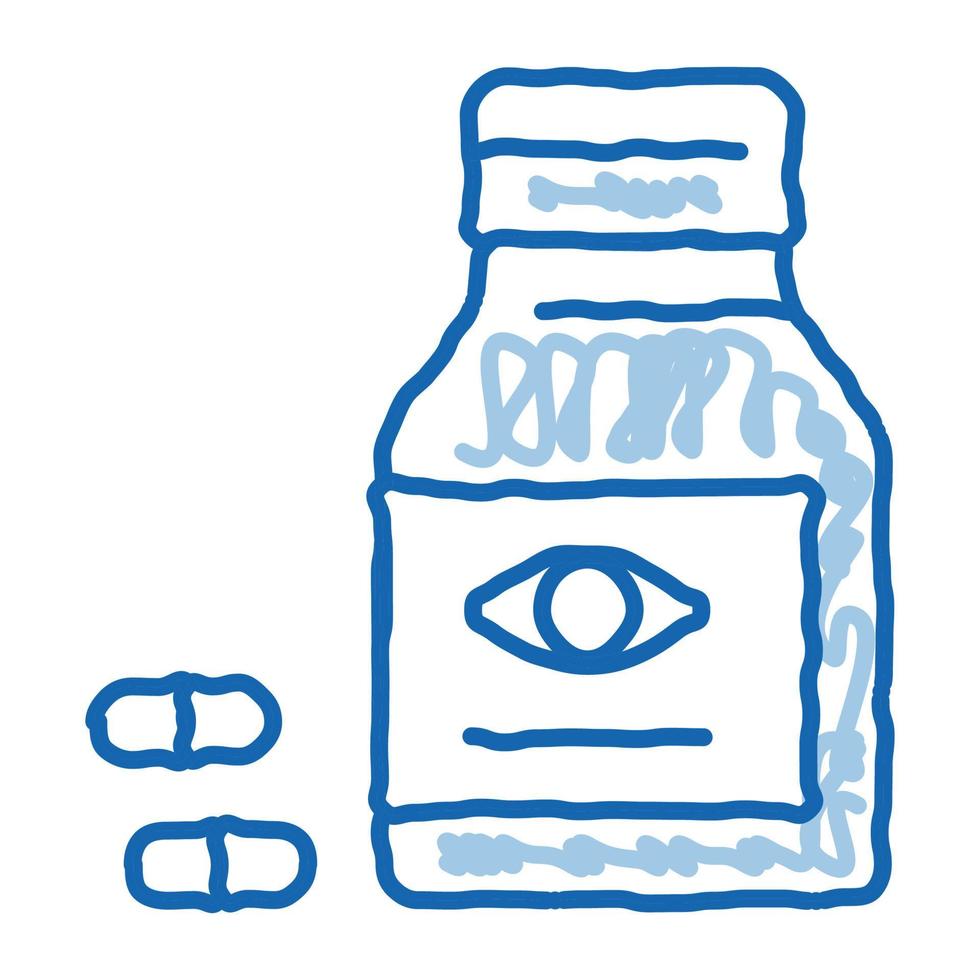 botella con pastillas para ojos doodle icono dibujado a mano ilustración vector