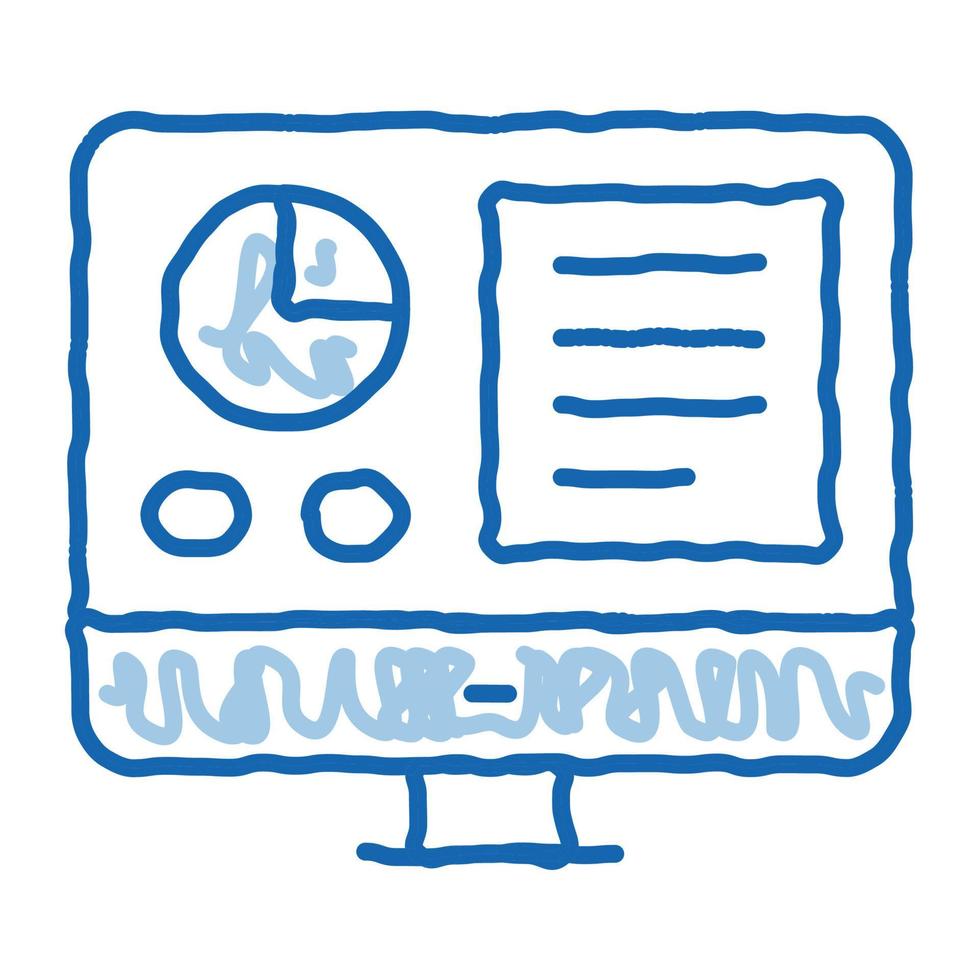 Analytics On Computer Screen doodle icon hand drawn illustration vector