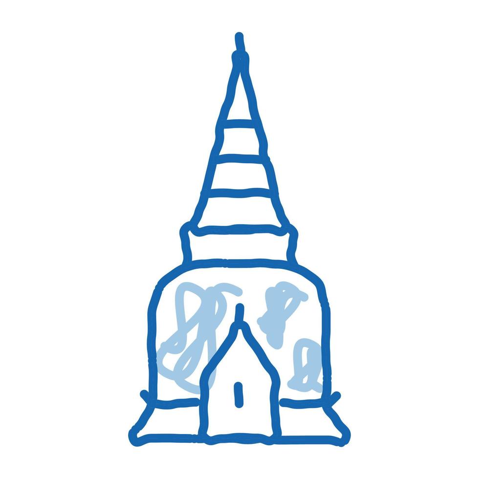 tailandia religión torre doodle icono dibujado a mano ilustración vector