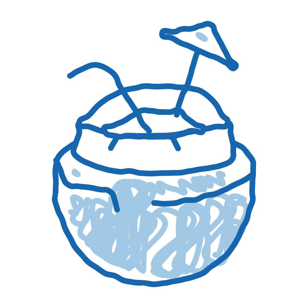 coco tropical cóctel doodle icono dibujado a mano ilustración vector