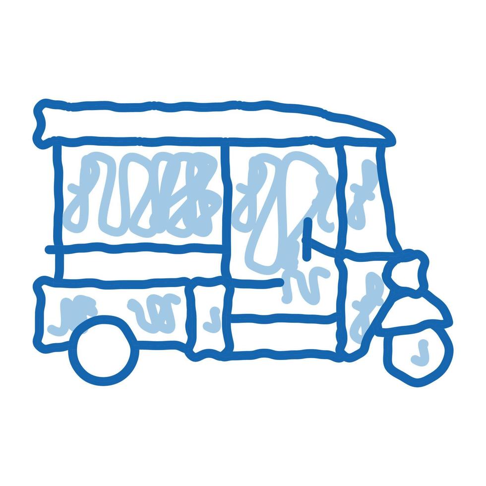 tuk tuk tailandia transporte doodle icono dibujado a mano ilustración vector