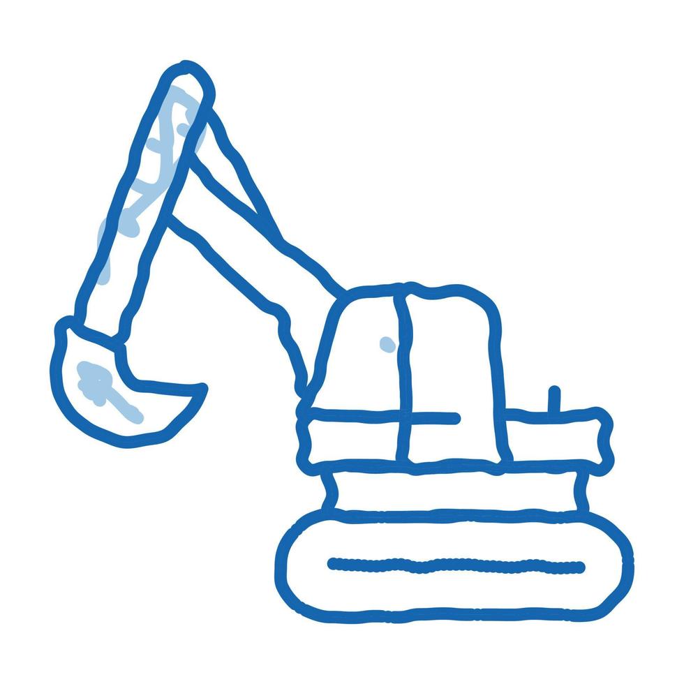 Excavator Machine doodle icon hand drawn illustration vector