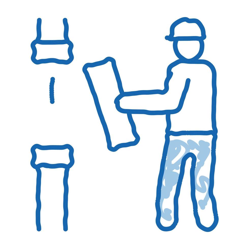 hombre cambio tubo garabato icono dibujado a mano ilustración vector